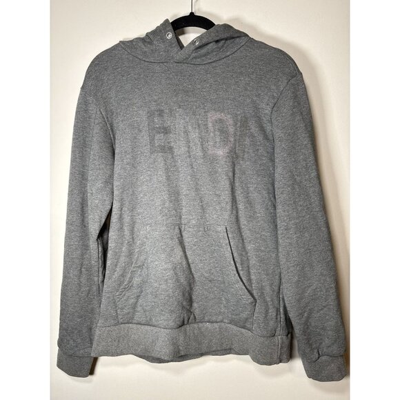 FENDI Logo Letter Gray Hoodie Sweatshirt Size Small - Picture 1 of 8